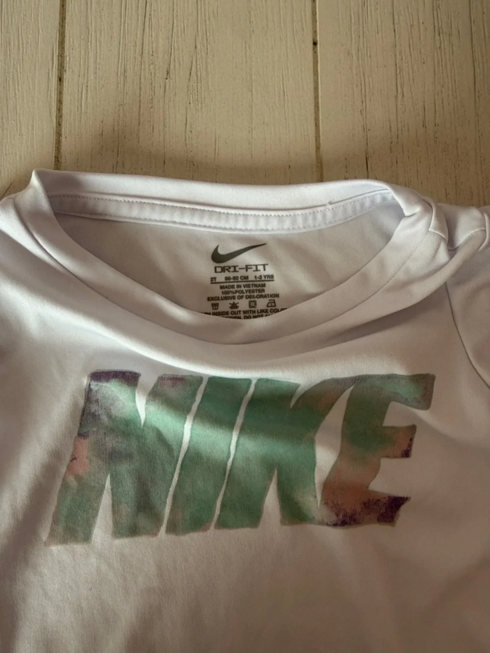 Toddler Nike White Tee with Aqua & Mint Printed Shorts Set - Picture 2 of 6